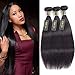QTHAIR 14A Straight Human Hair Bundles(16 18 20,300g,Natural Black) 100% Unprocessed Human Hair Extensions Indian Straight Virgin Human Hair Bundles