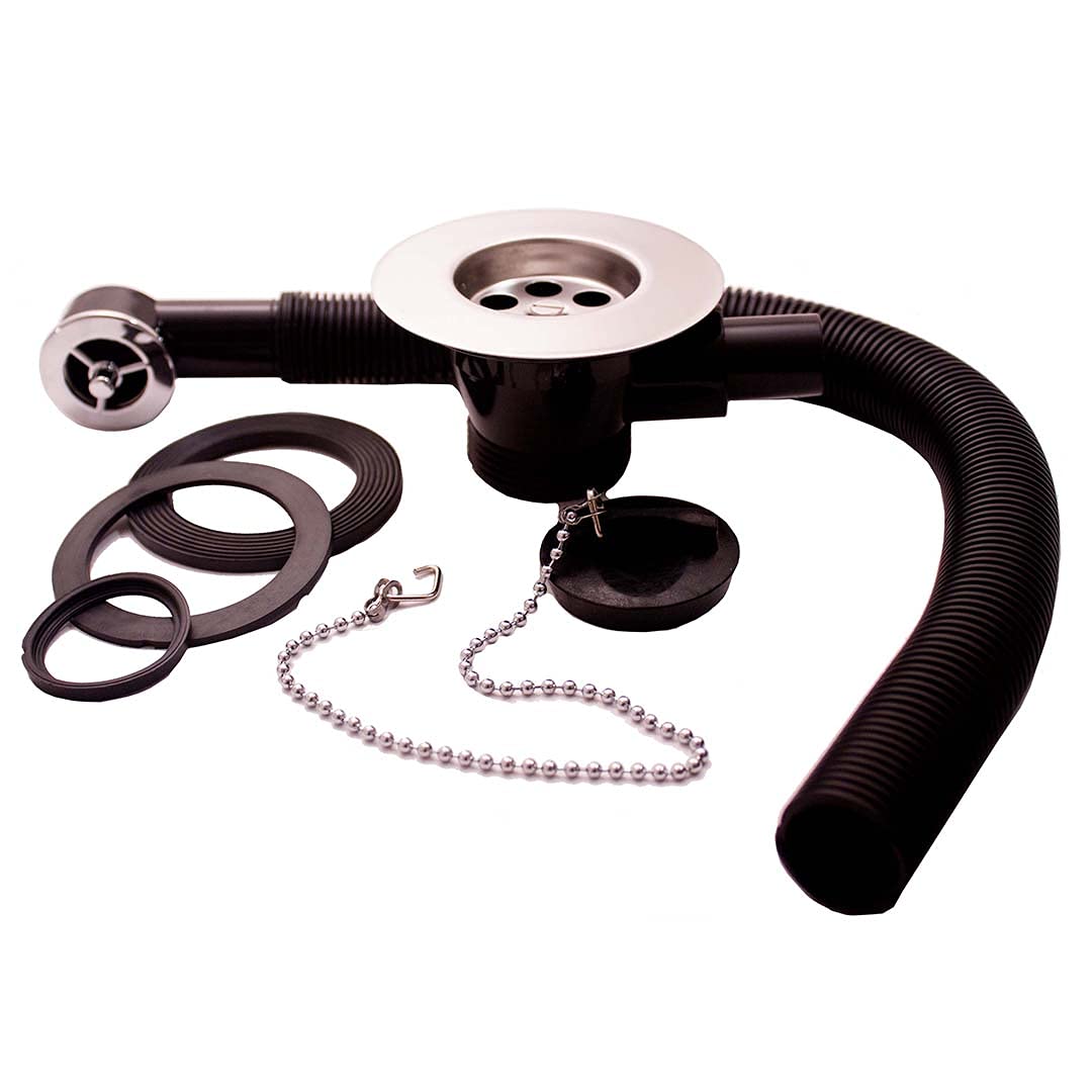 Oracstar PPS84 Combined Waste Overflow Sink Kit, Black