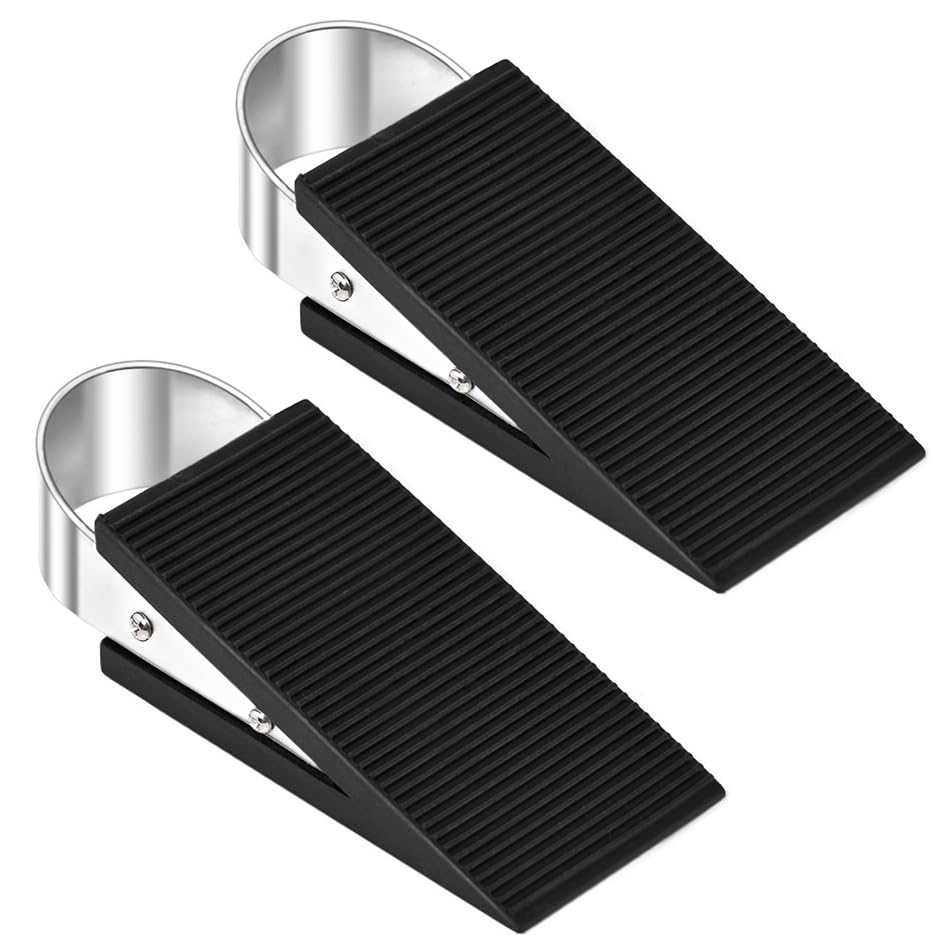 Geila Door Stopper Wedge 2 PCS Large Heavy Duty Rubber Door Stopper Non-Slip Doorstops for Office Home Used (2 Pack)