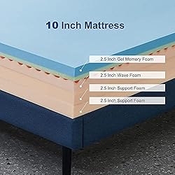 Alloech 10 Inch Queen Size Cooling Gel Memory Foam