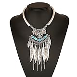 XY Fancy Fashion Bohemian Gypsy Ethnic Choker Collar Vintage Maxi Statement Necklaces & Pendants Beads Leaf Tassel Fine Jewelry