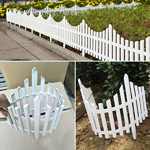 Jroyseter 12Pcs White Plastic Garden Fencing Set with Splicable