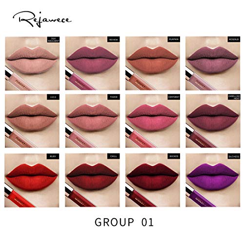 Lip Gloss Set - Waterproof Long Lasting Matte Lip Gloss Liquid Lipstick Set Beauty Makeup Cosmetics Lip Stick Lip Glosses 12 Colors Set by Rejawece