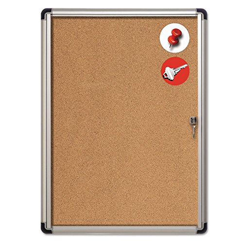 MasterVision VT630101690 Slim-Line Enclosed Cork Bulletin Board, 28 x 38, Aluminum Case
