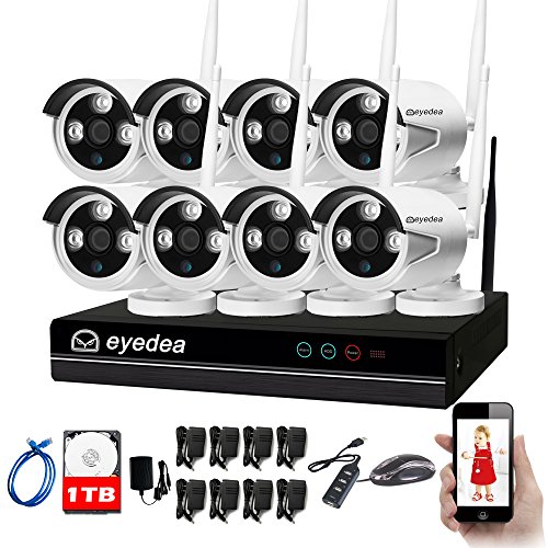 Click Here to See More Images Eyedea 8 CH 1080P WiFi NVR Wireless 5500TVL Camera Surveillance DVR Double Antenna Easy Setup IP Network CMOS Night Vision Home Business CCTV Security Camera Smart Phone APP Remote View 1TB Hard Drive