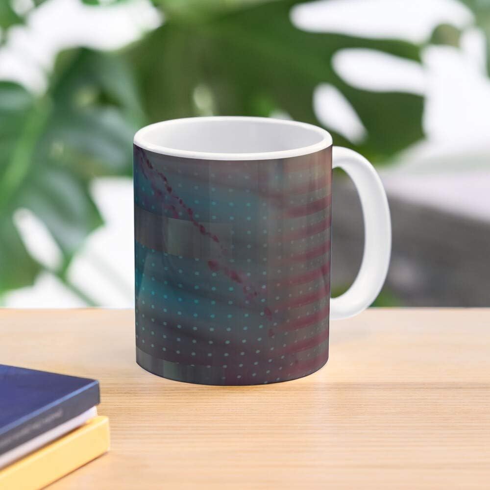 Cream Dots Pattern Blue Texture Red Dashes StripeBest 11 Ounce Ceramic Coffee Mug Gift