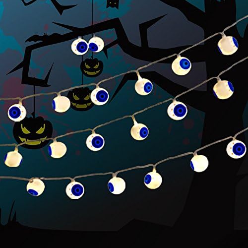 Dadiii Ghost Eyes String Lights 20 LEDs 6.6 Ft LED Ghost Eyes Ball Fairy String Lights Battery Operated for Festival Party Decorations Indoor Outdoor Use (Warm White)