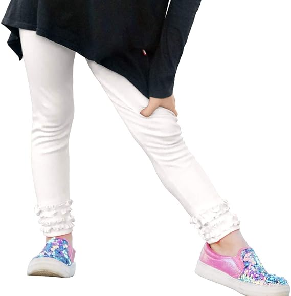 City Threads Girls Ruffle Leggings Pants 100/% Cotton Ankle Length Tights Baby Toddler Made in USA