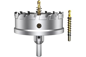 ASNOMY Tungsten Carbide Tipped Hole Saw Drill Bit for Hard Metal, 3-1/2 Inch T.C.T Hole Saw Cutter with 2pcs Titanium-Plated Pilot Drill bit for Metal, Steel, Iron, Wood, Plastic