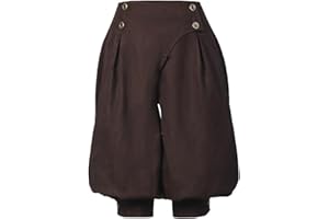 GRACEART Women's Renaissance Pants Pirate Pant Suede High Waist Double Breasted Medieval Pants
