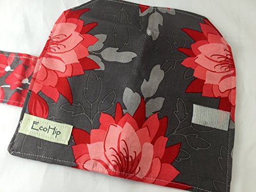 Privacy Pouch -Tampon and Sanitary Pad Case Holder - Riley Blake Desert Bloom Main in Grey and Red