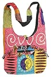 KayJayStyles Sun Moon Hippie Boho Slouch Bag Sling Nepal Cross Body Bag (Pink)