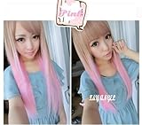 X&Y ANGEL Long Straight Hair Two Tone Highlights Wig Heat Resistant Fiber Synthetic Wigs