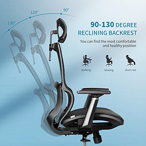 Ergonomic Office Chair, mfavour Office Chair Mesh, with 3D Armrest