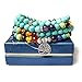 Jewelry,8MM Turquoise Healing 108 Buddhist Prayer Mala Beads Tree of Life 7 Chakra Bracelet Necklace