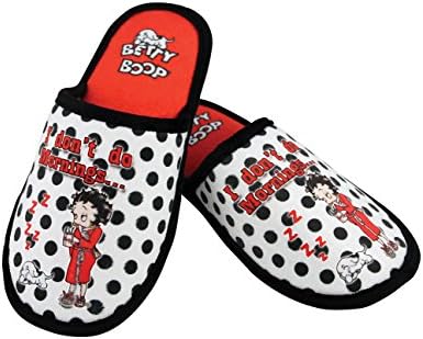 Betty Boop I Don't Do Mornings Polka Dotted Velvet Scuff Slippers (One Size)