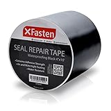 XFasten Waterproof Flex Seal Repair and Leak Shield Tape, Black, 4-Inch x 10-Foot, Weatherproof Water Barrier Tape for Chimney, Roof, Boat, and HVAC Hose Repair