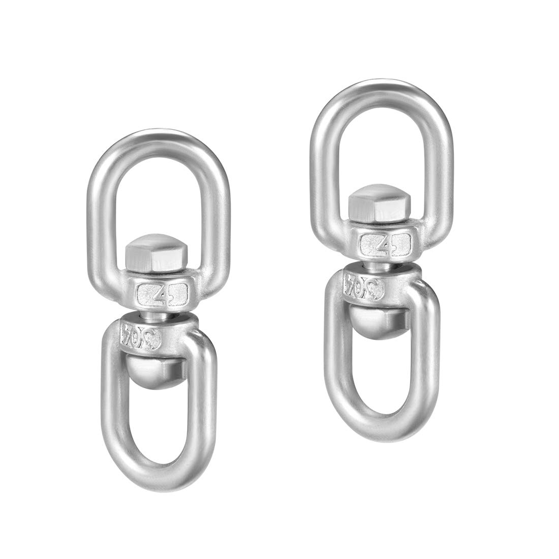 sourcing map M4 Swivel Eye Double Ended Round Rotating Hoist Ring, 5/32 in Stainless Shackle Connector Bolts Eye to Eye 2 Pcs