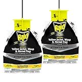 Raid Wasp Trap, Yellow Jacket Trap & Hornet Traps for Outdoors (2-Pack), Hanging Insect Trap, Disposable Wasp, Hornet & Yellow Jacket Traps w/Food-Based Attractants, Effective Yellowjacket Wasp Trap