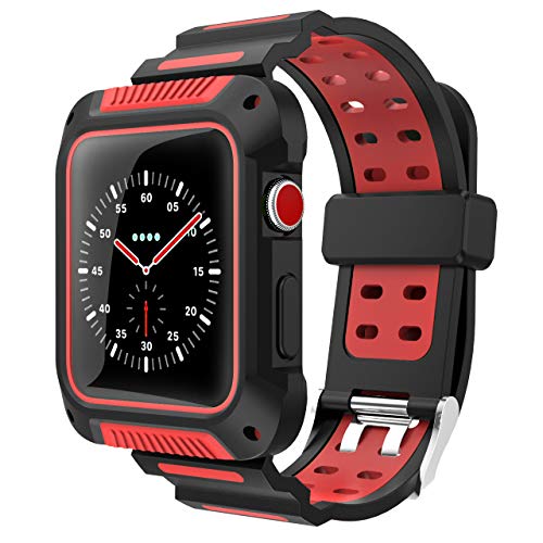 VORI Compatible with Apple Watch Band 42mm Case, Shock-Proof and Shatter-Resistant Silicone Sport Band for iwatch Band Protective Case Compatible with Apple Watch Series 3/2/1 Edition 42mm Red