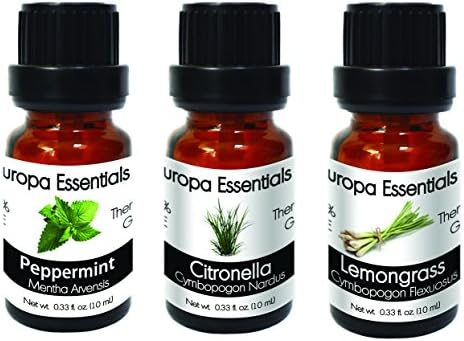 Europa Essentials 3-Pack INSECT REPELLENT Essential Oils 100% Pure Blend - Peppermint, Citronella, Lemongrass