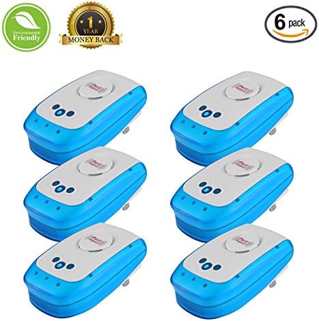 Ultrasonic Pest Repeller, Pack of 6 Electronic Pests Control Plug-in Insects Repellent for Rodents,Mosquitoes, Mice, Fleas, Spiders, Ant, Roaches，Cockroaches, Bugs, Non-toxic Humans Pets Safe