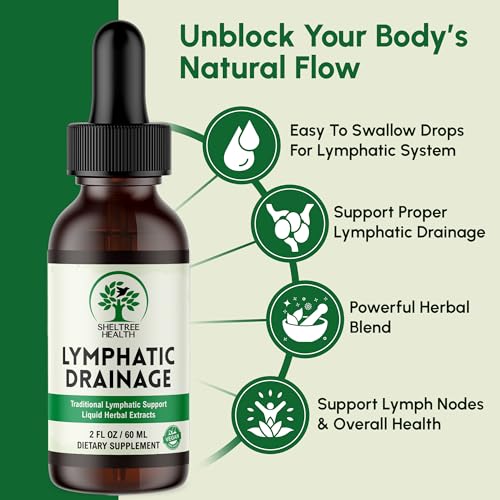 SHELTREE HEALTH Lymphatic Drainage Drops, 2 Fl. Oz | Organic Lymphatic Drainage Supplements with Cleavers, Red Clover Flower, Stillingia Root, Prickly Ash Bark, Dandelion | Vegan | Non-GMO