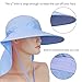 Womens Sun Hats Neck Flap Large Brim UV Protection Foldable Fishing Hiking Cap Blue