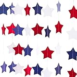 Red White Blue Star Streamers Patriotic 4th of July Decorations (2 Strands for 28 feet)
