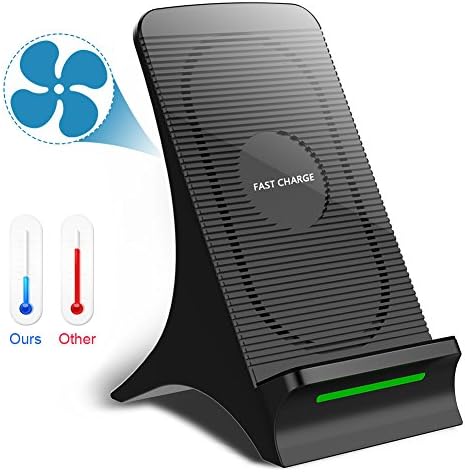 iPhone X Wireless Charger, Chuangmeida Built-in Cooling Fan Qi Fast Wireless Charger Stand for Samsung Galaxy S9/S9 Plus, Note 8, S8/S8 Plus, Standard Charge for iPhone X/ 8/8 Plus