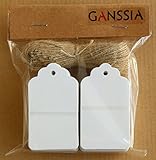 GANSSIA White Kraft Paper Hang Tag for Gift with Free Cut Strings Pack of 100 Pcs 2.75