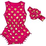 Jastore® Baby Girls' Cotton Gold Dot Romper Summer Jumpsuit with Headband