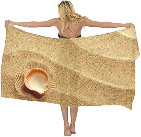 AMERICAN TANG Swimwear Cover up Beach Sarong Wrap Golden Sand Sea Beach Art Print Scarf