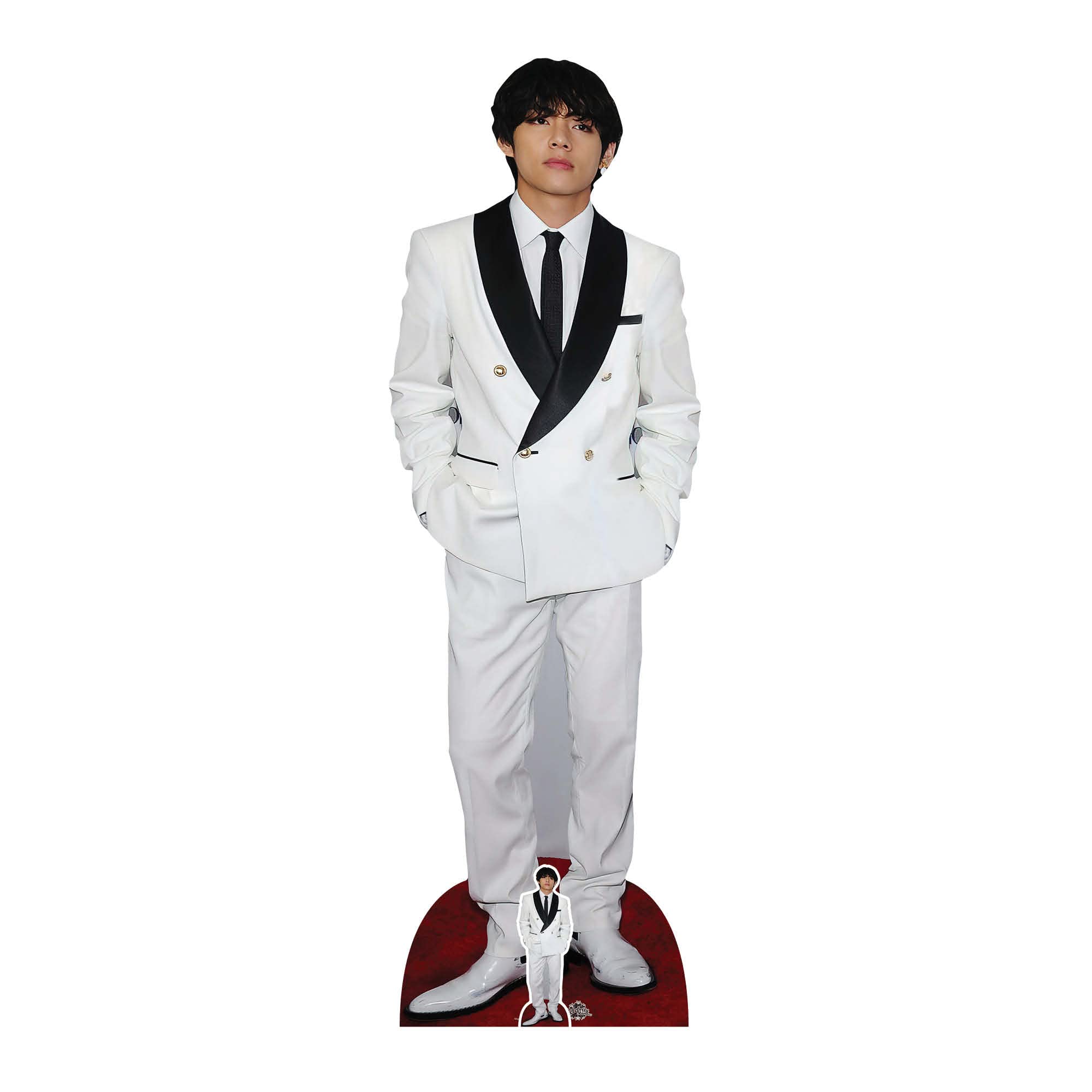 Star Cutouts CS972 V BTS Kim Tae-hyung White Jacket Lifesize Cardboard Cutout with Free Mini – K-Pop Idol Fan Display & Collector Decor — image 1