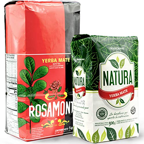 Yerba Mate Tee Rosamonte Traditional Set 2.5 kg ( 5x500g ) mit Himbeere Kombucha Pilz Drink | 100% Natürliches…