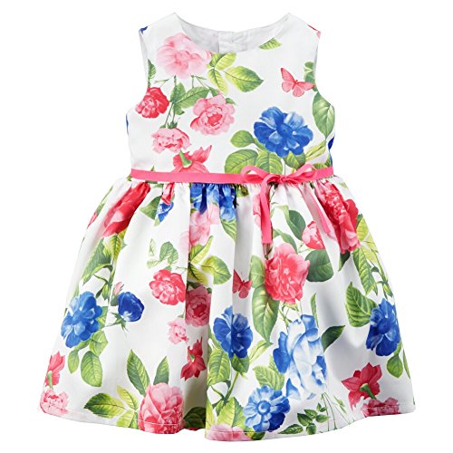 carters blue floral dress Carters Girls 0-9 Months Floral 3-Piece Diaper Set – S&D Kids main image 0