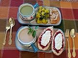 LG Stylish 4-piece Soup & Sandwich Set Butterfly- Turquoise Blue