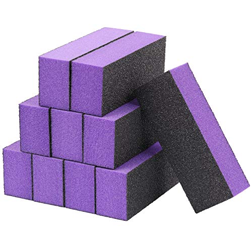 20 Pack Nail Polish Buffer Block Sanding Buffing Nail Files Pedicure Manicure Tool (Purple Black) - Thumbnail 6
