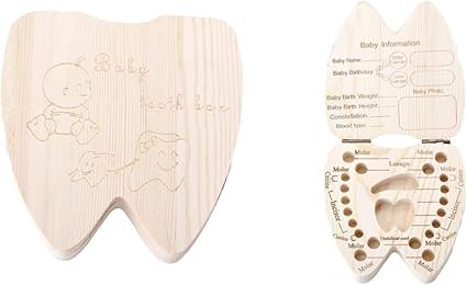 Porta Denti Da Latte Bimbo Bambina Scatolina In Legno Scritte In Inglese Forma Di Dente Idea Regalo Per Natale E Compleanno Amazon It Prima Infanzia