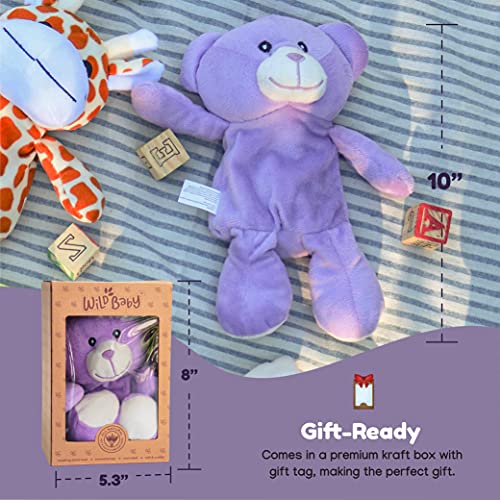 WILD BABY Purple Bear Microwaveable Stuffed Animal Heatable Plush Pal