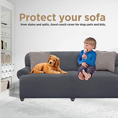 Renaissance Sofa Slipcover 1-Piece Polyester & Spandex Strapless Soft Stretch & Slip Resistant- Furniture Shield Couch Protector Seat Cover, Grey
