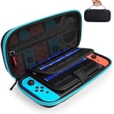 Hestia Goods Nintendo Switch Hard Carry Case with 20 Game Cartridges - Protective Hard Shell Travel Carrying Case Pouch for Nintendo Switch Console &amp; Accessories - Teal