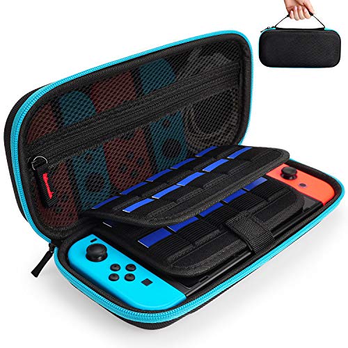Hestia Goods Nintendo Switch Hard Carry Case with 20 Game Cartridges - Protective Hard Shell Travel Carrying Case Pouch for Nintendo Switch Console & Accessories - Teal