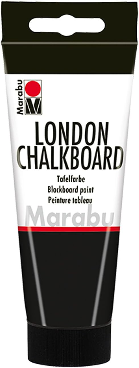 Marabu 12680050875 - Tafelfarbe, London Chalkboard Tafel schwarz 100 ml, Wasserbasis, speichelecht, sehr gut deckend, schnell trocknend, nach Trocknen m. Kreide beschreibbar und mit Wasser abwischbar