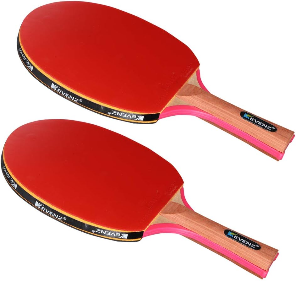 KEVENZ 2-Pack Patent Advanced Table Tennis Racket Come with Anti-Skid Handle, Wooden Blade Surrounded by Rubber (Patent Racket) : Sports & Outdoors