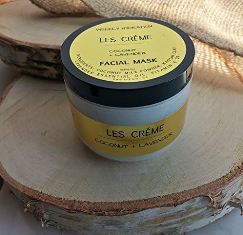 Calming Coconut Mask, Coconut Milk, Kaolin Clay, Oatmeal, Lavender Essential Oil 100% Natural. With Therapeutic Grade Essential Oils. For Men, Women &amp; Teens. Chemical Free. 2oz Jar