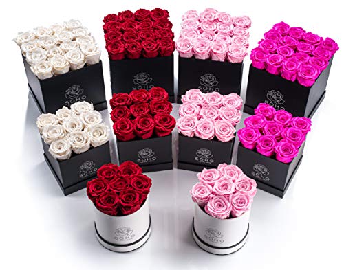 Soho Floral Arts | Real Roses That Last a Year and More| Fresh Flowers |Eternal Roses in a Box (Red 16 X-Large Roses) - Thumbnail 2