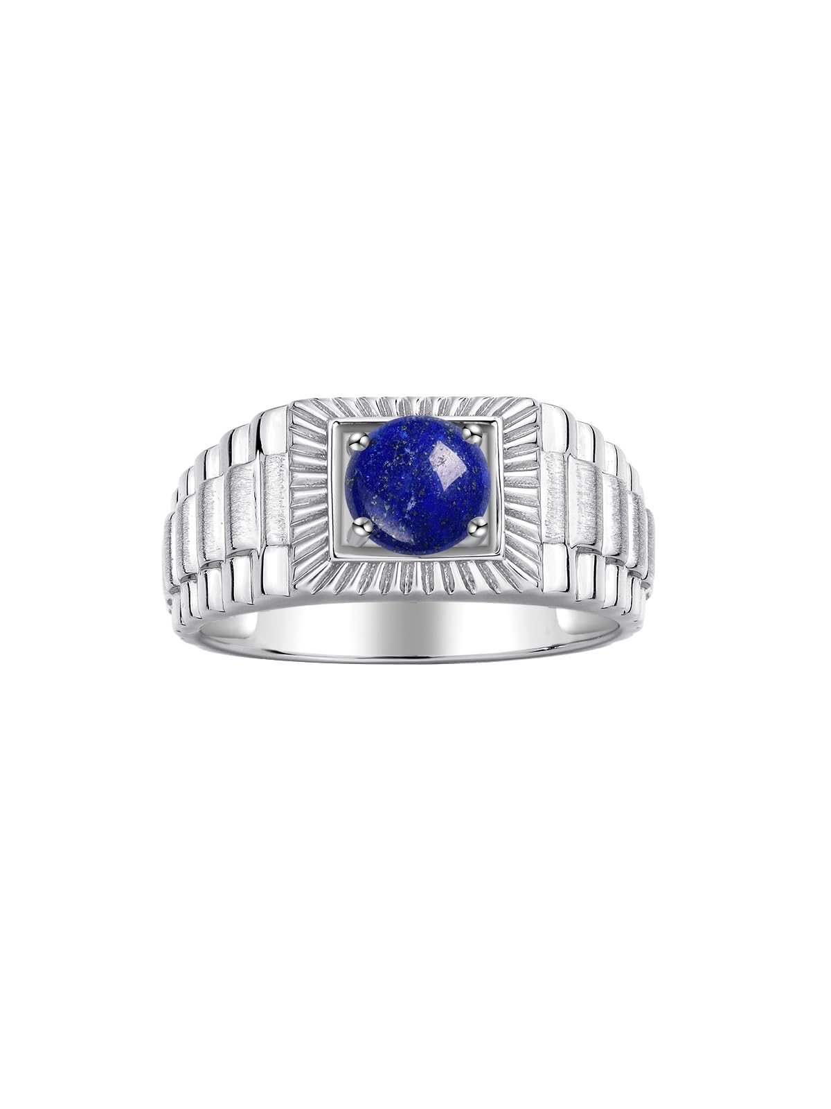 Rylos Men's Ring Sterling Silver Ring, 7MM Round