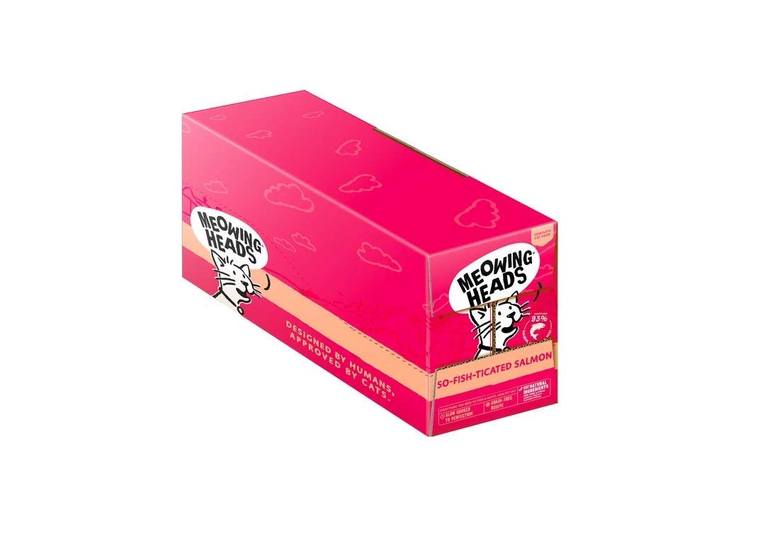 Meowing Heads Wet Cat Food - So-fish-ticated Salmon - 93% Natural Salmon Pouches with No Artificial Flavours, Grain-Free Recipe (10 x 100 g)