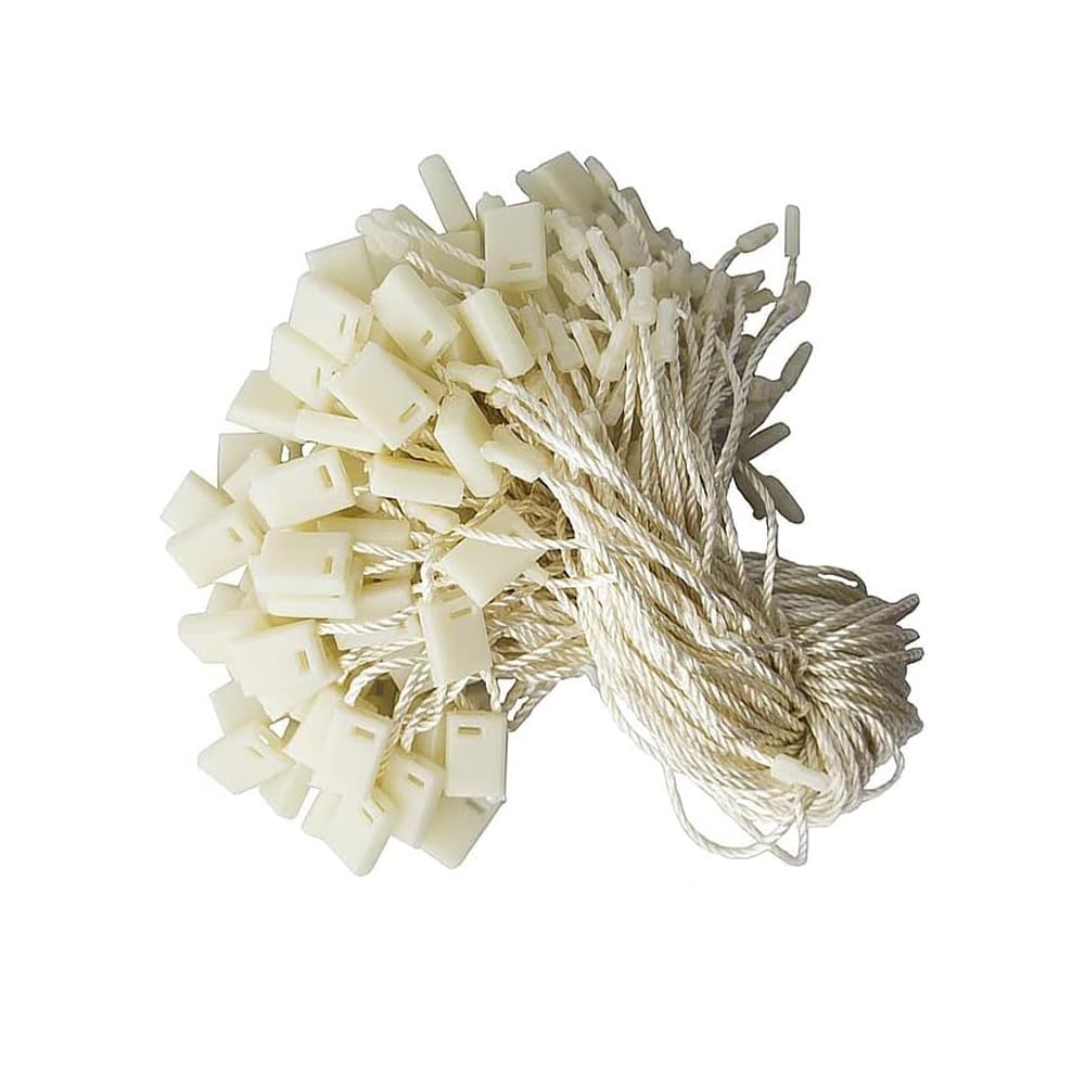 Hang Tag String Nylon String for Hang Tags 200pcs Disposable Black Price Nylon Hang Tag String with Snap Lock Pin for Clothes Brand Tag Price (Beige)